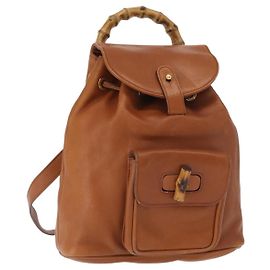 Zaino in pelle Gucci Bamboo marrone oro 003 1956 0030 Auth 153732