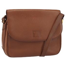 Autre Marque Burberrys Schultertasche aus braunem Leder mit Gold Auth BA9372