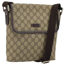 Gucci Borsa a Spalla GG Supreme PVC Beige Oro 223666 Auth ka1236