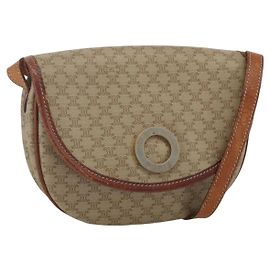 Céline Borsa a Spalla in Tela Macadam CELINE PVC Beige Oro Auth ka1364