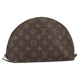 LOUIS VUITTON Monogram Trousse Demi Ronde Cosmetic Pouch M47520 LV Auth BA9256