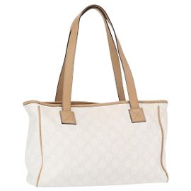 GUCCI GG Supreme Tote Bag aus PVC Weiß Gold 264221 Auth ka1250
