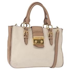 Miu Miu Madras Tote de Cuero Convertible Mediana