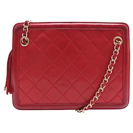 BORSA A MANO CHANEL CAMERA VINTAGE IN PELLE QUILTED ROSSA