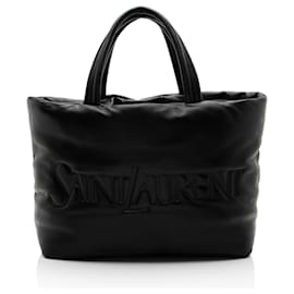 Borsa da Shopping in Pelle Puffata con Logo Saint Laurent