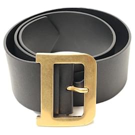 Christian Dior Gürtel aus schwarzem Leder mit goldener D-Schnalle