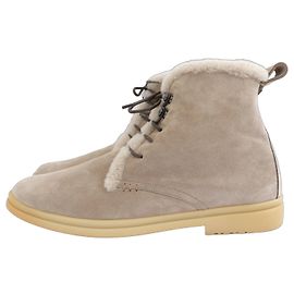 Botas de Cano Curto com Laço Forradas em Pele Loro Piana Ylvi Walk