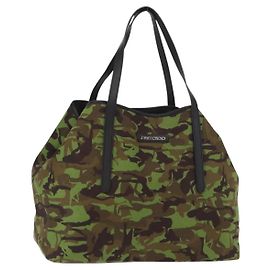 Bolsa tote de lona Jimmy Choo verde prata autêntica bs32124