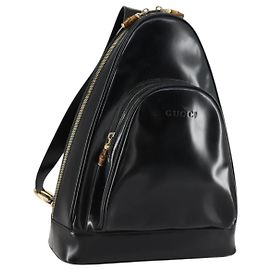 Borsa a corpo Bamboo GUCCI Smalto Nero Oro 003 2113 0027 Auth am10040