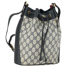 Borsa a Spalla Gucci GG Supreme Sherry Line PVC Blu Navy Oro 41 02 034 Auth 156842
