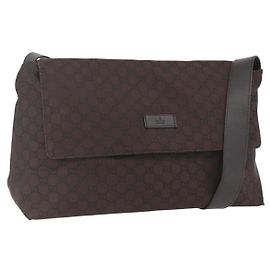 Borsa a Spalla GG Canvas Gucci Marrone Argento 272350 Auth ka1322