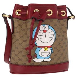 Sac à bandoulière GUCCI Micro GG Supreme Doraemon PVC Beige Or 647801 Auth 161141SM