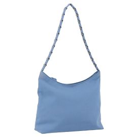 Borsa a Spalla Salvatore Ferragamo Nylon Azzurro Chiaro Argento Autentica ka1321