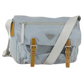 Borsa a Spalla PRADA Nylon Blu Argento Autentica 157777