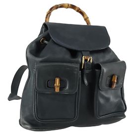 Gucci Bamboo Rucksack Leder Schwarz Gold 003 2058 0016 Auth 156418
