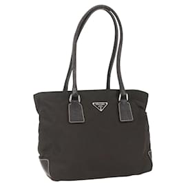 Borsa Tote PRADA in nylon khaki argento autentica BA9383