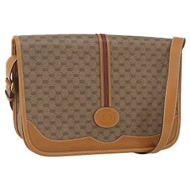GUCCI Micro GG Supreme Web Sherry Line Tasche aus PVC Beige 001 104 0551 Auth ka1331