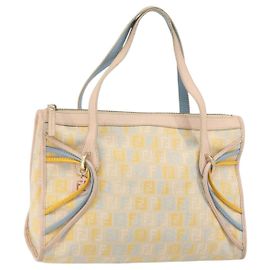 Fendi Borsa a mano in tela Zucchino multicolore oro Auth 159377
