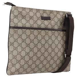 Borsa a Spalla GG Supreme in PVC Beige Argento di GUCCI 141626 Auth 160022