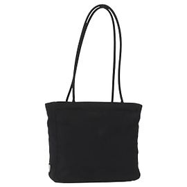 Borsa Tote Prada in nylon nero argento Auth gh1544