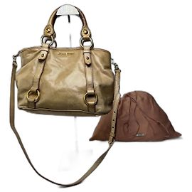 Vintage Miu Miu 2Way Leather Habdbag Gold