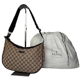 Borsa a mano 2 vie vintage Gucci monogramma beige marrone