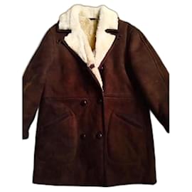 Autre Marque Brown Shearling Coat Men Size 50
