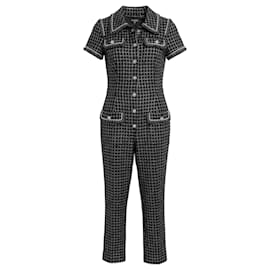 Tuta nera metallica argento iridescente Chanel 20S FR 38