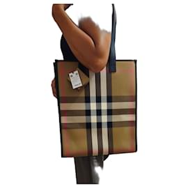 Borsa Tote Burberry Check in Tela e Pelle