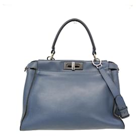 Fendi Peekaboo 8BN290 Blue Leather Handbag