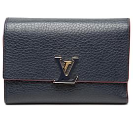 Carteira compacta Capucines em taurillon azul Louis Vuitton