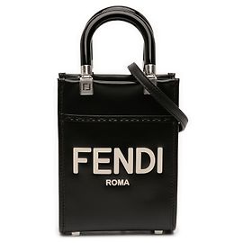 Fendi Schwarze Mini Leder Sunshine Shopper Tasche