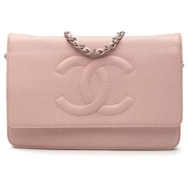 Portafoglio Chanel Caviar Rosa CC con Catena