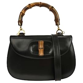 Gucci Vintage Convertible Bamboo Top Handle Leather Medium