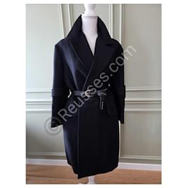 Magnífico abrigo negro de lana efecto oversize de Celine - Céline