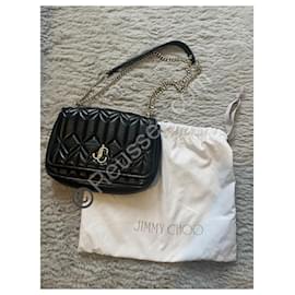 Borsa Jimmy Choo in pelle trapuntata nera – nuova – manico a catena & logo JC
