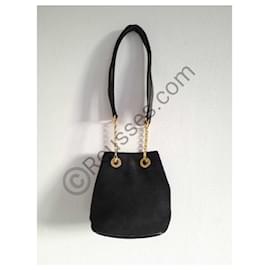 Borsa a secchiello Céline Vintage in suede nero, interno in coir rosso