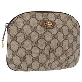 Pochete em lona GG GUCCI em couro PVC bege dourado 378 039 4492 Auth ti3588