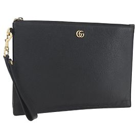 GUCCI Clutch in Pelle Nera Oro 475317 Auth ka1319
