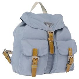 Mochila PRADA de nylon azul claro plata auténtica 159978
