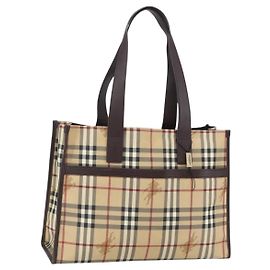 Burberry Borsa Tote Nova Check in PVC Beige Auth 160285