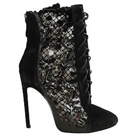 Alaïa Schwarze Wildleder Schnürstiefel