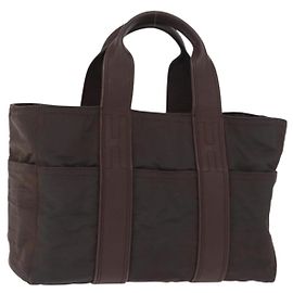 Hermès HERMES Borsa a Mano Acape Luco PM Nylon Marrone Scuro Auth BA9324