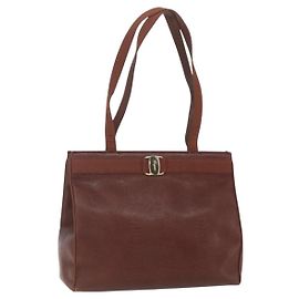Borsa a Spalla Vala in Pelle Marrone Oro Salvatore Ferragamo Auth ka1378