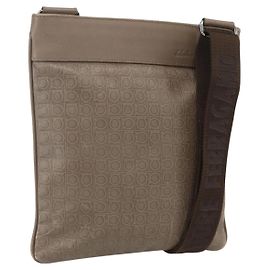 Borsa a Spalla Salvatore Ferragamo in Pelle Beige Argento Autentica 159986
