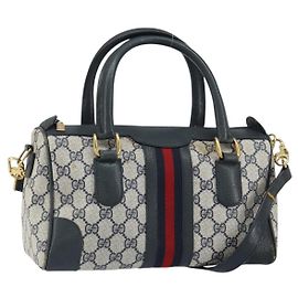 Gucci Bolso GG Supreme Sherry Line PVC 2way Marino Rojo oro 002 39 0069 Auth ep12291