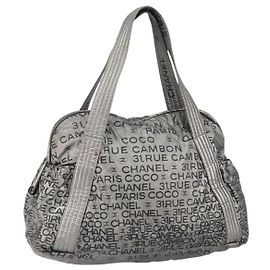 CHANEL Borsa Tote Illimitata Nylon Argento CC Auth gh1555
