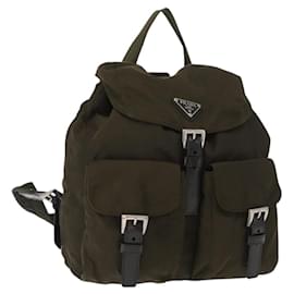 PRADA Backpack Nylon Khaki Silver Auth 159721 - Prada
