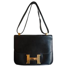 Hermès Constance Tasche aus schwarzem Boxleder