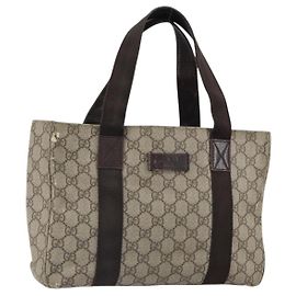 GUCCI GG Supreme Tote Bag PVC Beige Silver 141976 Auth ka1243